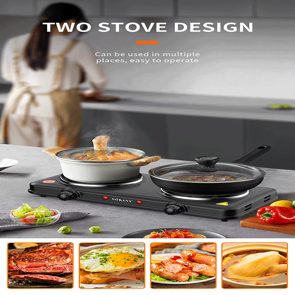 Hot Pot Portable Dual - Cocina Eléctrica Portátil de Doble Placa