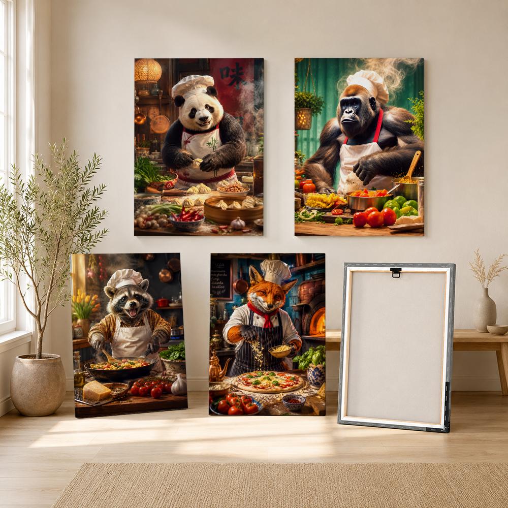 Home Cooking Usa - Cuadro Decorativo de Cocina con Gorila,