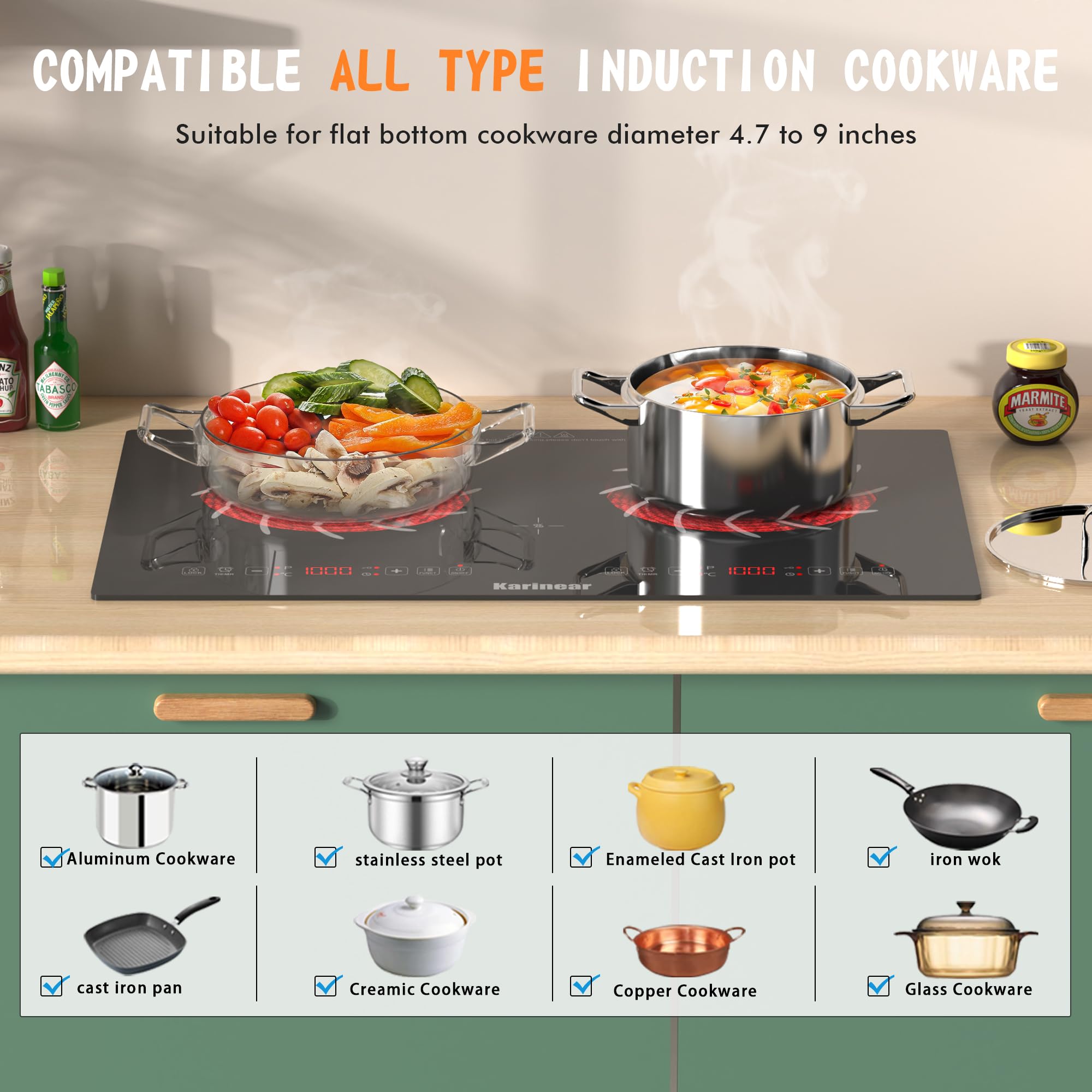 Karinear 2 Brenner Cocina Eléc - Hot Pot Portable Dual reseña y precio
